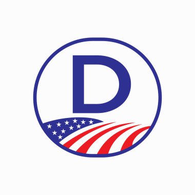 D harfi ABD Tarım Logosu Tasarımı. Çiftçilik Sembol Vektör Şablonu