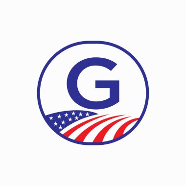 G harfi ABD Tarım Logosu Tasarımı. Çiftçilik Sembol Vektör Şablonu