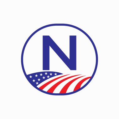 ABD Tarım Logosu Tasarımı Mektubu. Çiftçilik Sembol Vektör Şablonu