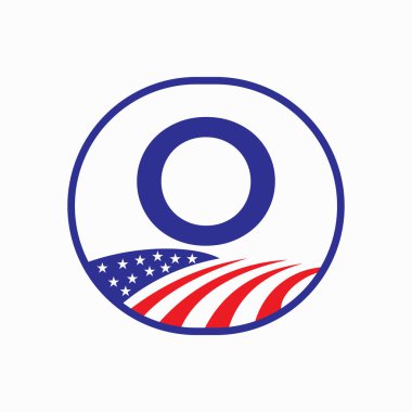 ABD Tarım Logosu Tasarımı Mektubu. Çiftçilik Sembol Vektör Şablonu