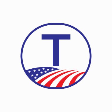 ABD Tarım Logosu Tasarımı Mektubu. Çiftçilik Sembol Vektör Şablonu