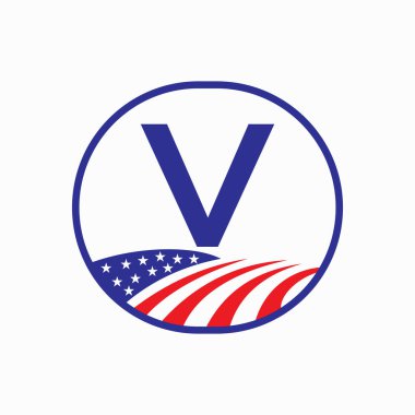 V. ABD Tarım Logosu Tasarımı. Çiftçilik Sembol Vektör Şablonu