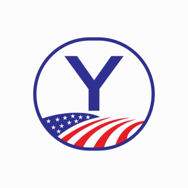 ABD Tarım Logosu Tasarımı Mektubu. Çiftçilik Sembol Vektör Şablonu