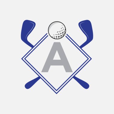 Vektör şablonundaki golf logosu. Golf Kulübü Sembolü, Golf Eğitim İşareti