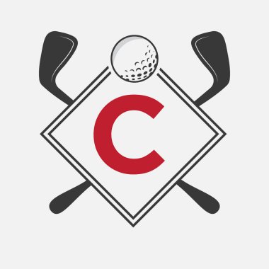 C harfi vektör şablonundaki golf logosu. Golf Kulübü Sembolü, Golf Eğitim İşareti