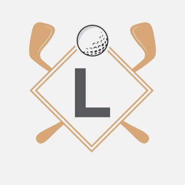 L harfi vektör şablonunda golf logosu. Golf Kulübü Sembolü, Golf Eğitim İşareti