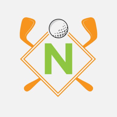 Harf N Vektör Şablonunda Golf Logosu. Golf Kulübü Sembolü, Golf Eğitim İşareti