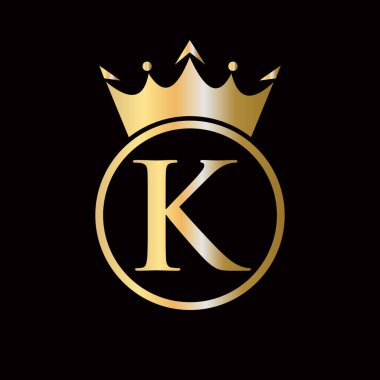 Taç logosu K harfi üzerinde Taç Simgesi Vektör Şablonu Güzellik, Mücevher, Moda, Zarif Sembol