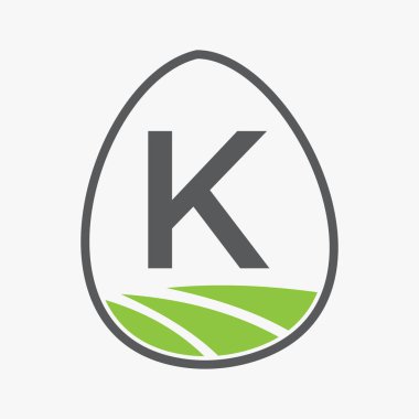 K harfi üzerinde tarım logosu Tarım Sembol Vektörü Şablonu