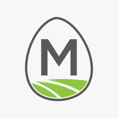 M harfi üzerinde tarım logosu Tarım Sembol Vektörü Şablonu