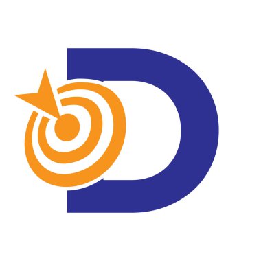 Başarı Sembolü D harfi üzerinde ilk hedef logosu. İş Amaçlı Logo Tasarımı