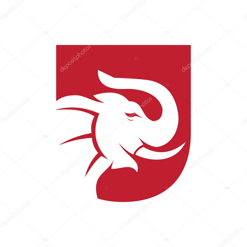Letter U Elephant Logo Design. Minimal Elephant Symbol Vector Template