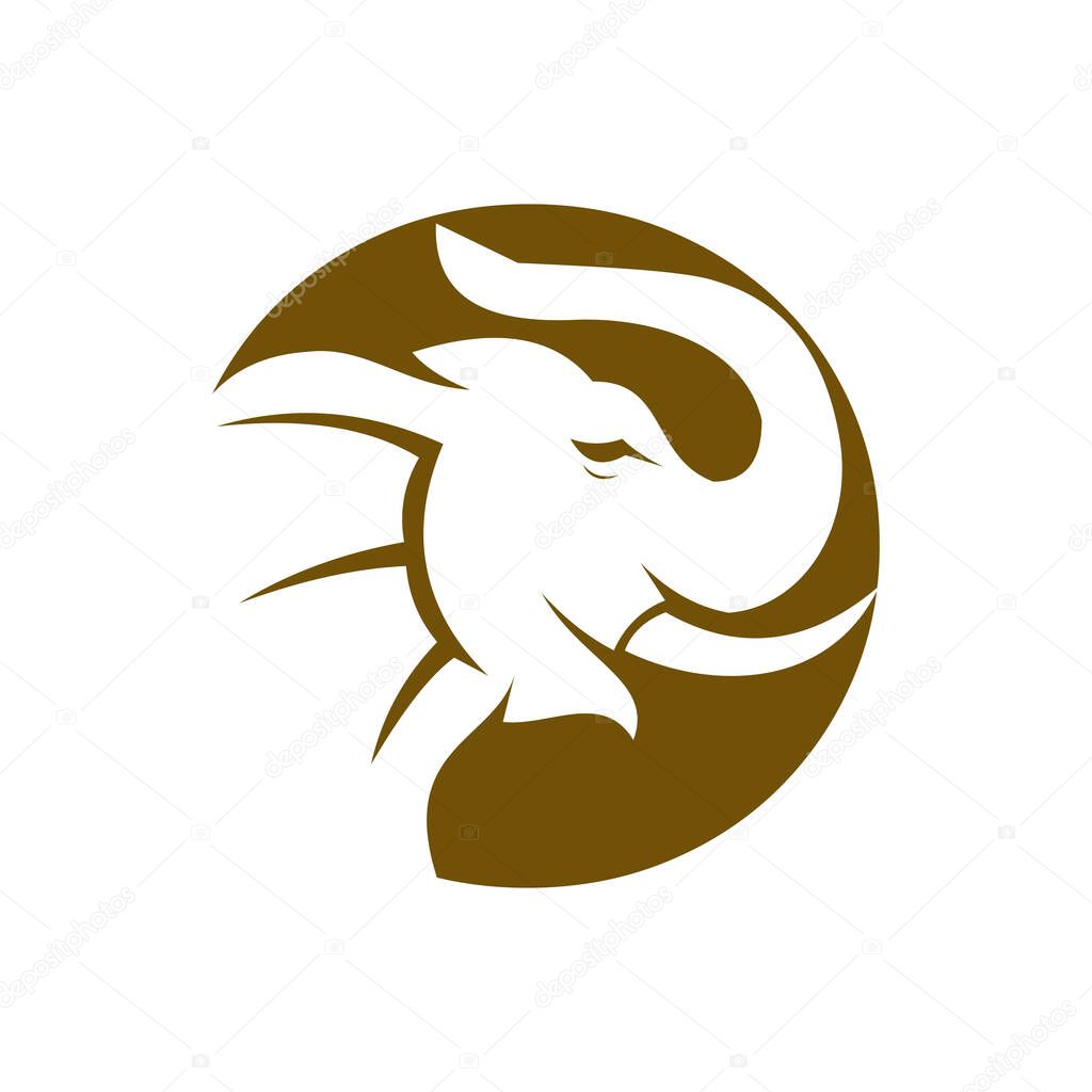 Letter O Elephant Logo Design. Minimal Elephant Symbol Vector Template