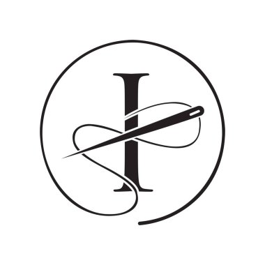 Giysi, Nakış, Tekstil, Moda, Kumaş, Kumaş İşareti için İlk Mektup I Terzi Logosu, İğne ve İp Logotisi