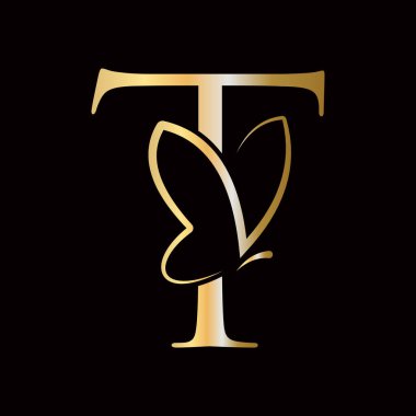 T Kelebeği Moda, Kozmetik ve Güzellik Sembolü için Kelebek Logosu Tasarımı