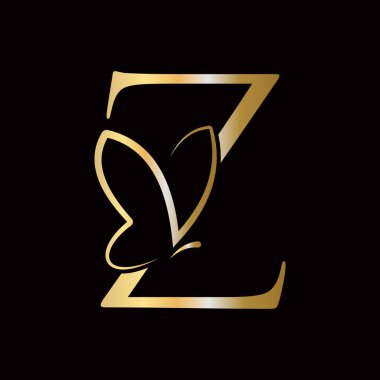 Moda, Kozmetik ve Güzellik Sembolü için Z Kelebeği Logo Tasarımı