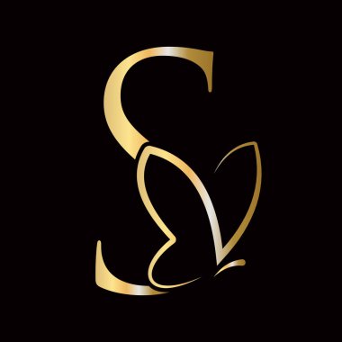 S Kelebeği Moda, Kozmetik ve Güzellik Sembolü için Kelebek Logosu Tasarımı