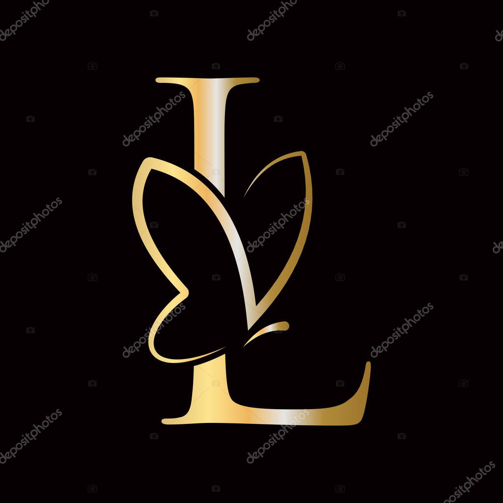 Initial Letter L Butterfly Logo Design Concept For Fashion, Cosmetics and Beauty Symbol