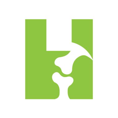 İlk harf H Ortopedik Sağlık Logosu Tasarım Vektörü Şablonu