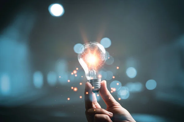 Woman Hand Holding Light Bulb Global Internet Connection Business Global — Photo