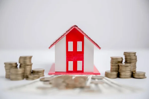 House Property Mortgage Cash Money Dollar Bill Table Concept Business — Stock Fotó