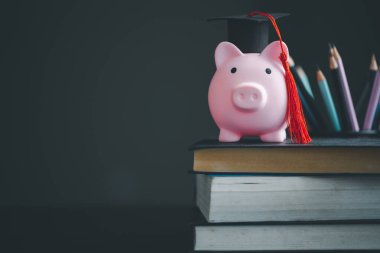 Bankacılık yatırımıyla para biriktirmek, eğitim konseptini finanse etmek. Üniversite ya da üniversite diploması için yurt dışında öğrenim kredisi planlamak. Geleceğin çocuk eğitim fonu parası. Büyüyen tasarruf