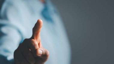 Woman person hands on dark empty for business or technology background.