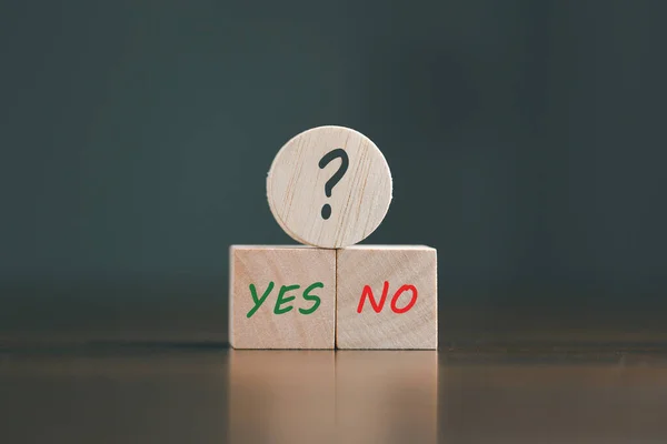 stock image concept of choice yes or no on wooden cubic blocks. Business and lifestyle concept. Think With Yes Or No Choice, Business Choices For Difficult Situations, two wooden with yes or no word on it.