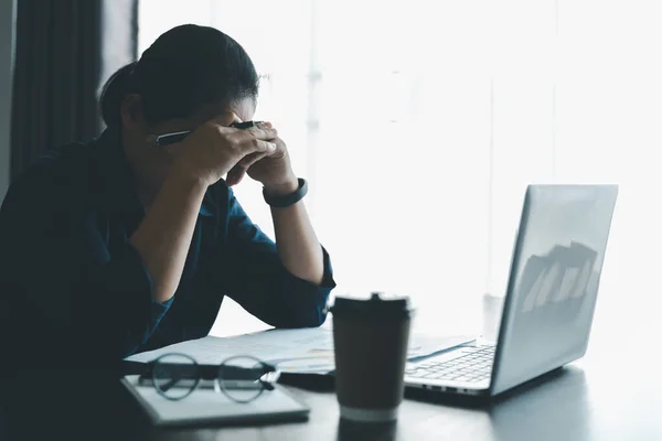 Mujer Negocios Estrés Persona Trabajo Duro Depresión Oficina Empleada Cansada — Foto de Stock