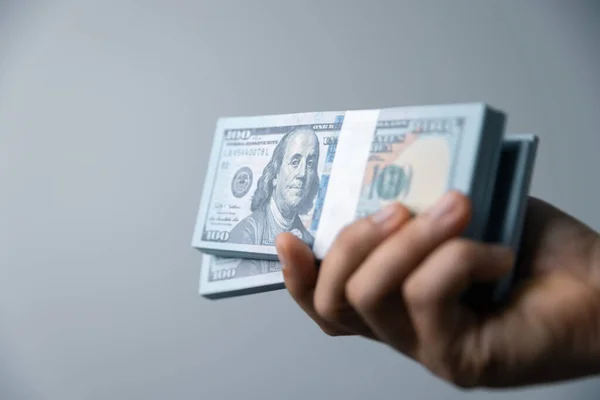 Χαρτονόμισμα Των 100 Δολαρίων Είναι Μεγαλύτερη Τράπεζα Χαρτονομισμάτων Οικονομική Επενδυτική — Φωτογραφία Αρχείου