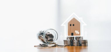 Düşük faiz oranlı ev kredisi kavramı, emlak kredisi, kredi ve vergiyi yönetmek için finans çözümü sunar. Kredi, ev, ipotek, çözüm, yüzde. Kopyalama alanı olan pankart.