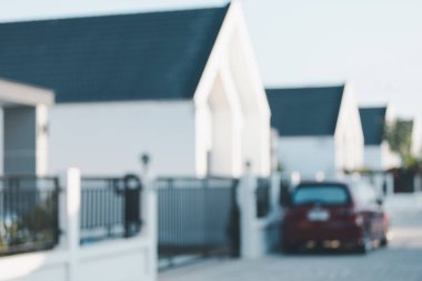 Bulanık arkaplan ev modeli iş konsepti, satış yönetimi yatırım bankası yatırım bankası sahiplik kredisi ekonomisi finansman yatırımları apartman arazisi stratejik tasarruf vergisi satışını içerir