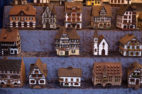 Small miniature houses at the Christmas market