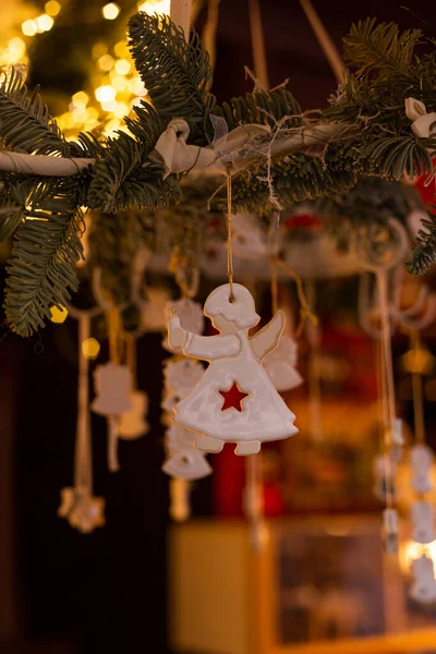 Decorations for Christmas holiday. Angels and other toys