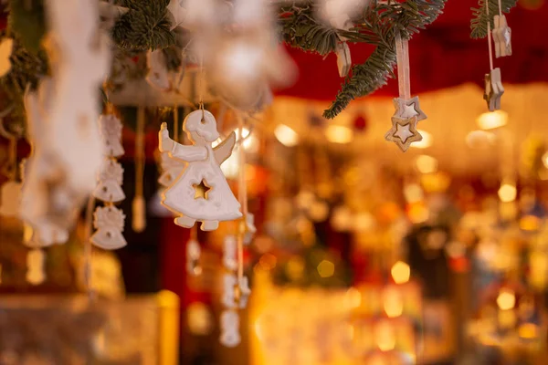 Decorations for Christmas holiday. Angels and other toys