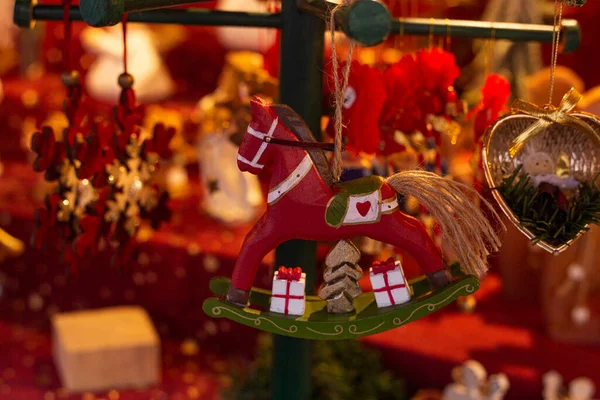 Christmas toy, a red horse