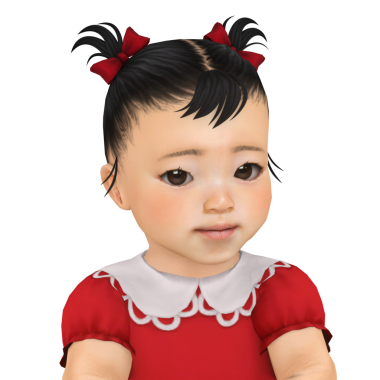 Kırmızı elbiseli, izole edilmiş küçük, şirin Asyalı bir kız bebek.