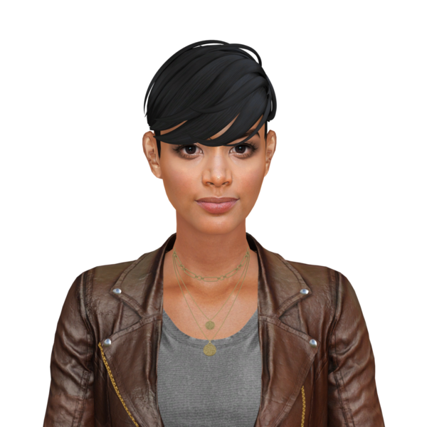 Cesur, bağımsız, kısa saçlı, izole edilmiş portresi olan bir kadın. 