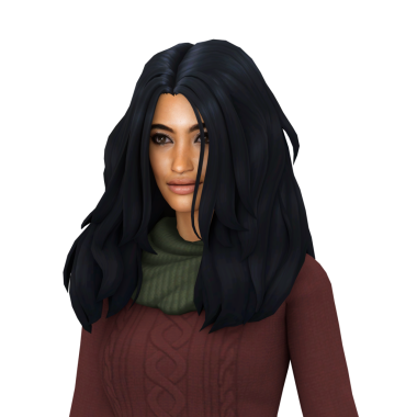 Uzun siyah saçlı, güzel bir esmer kadın. Süveter giyiyor, izole edilmiş bir portre.