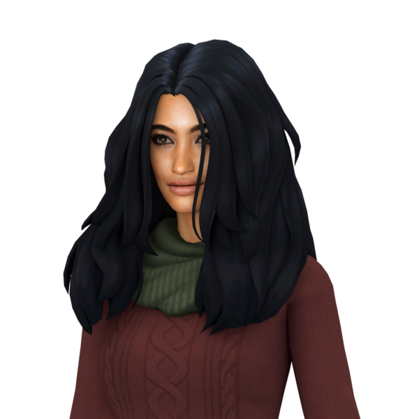 Uzun siyah saçlı, güzel bir esmer kadın. Süveter giyiyor, izole edilmiş bir portre.