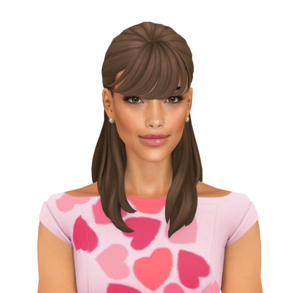 Kâküllü, uzun saçlı, pembe tişörtlü, izole edilmiş portresi olan güzel bir kadın.