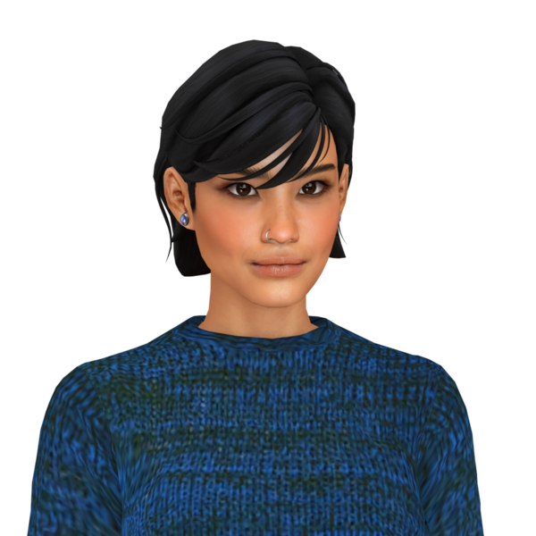 Kısa saçlı, güzel bir Asyalı kadın süveter giyiyor, izole edilmiş bir portre.