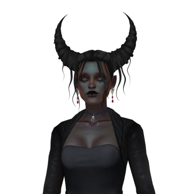 Güzel, karanlık, gotik bir kadın, boynuzlu bir cadı, boğazlı bir şeytan vampir, izole edilmiş bir portre,