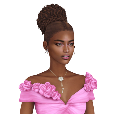 Kokteyl pembesi bir elbise giyen güzel siyah bir kadın, izole edilmiş bir portre, klipte