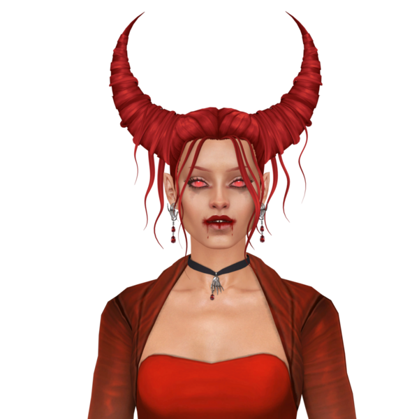 Güzel, karanlık, gotik bir kadın, boynuzlu bir cadı, boğazlı bir şeytan vampir, izole edilmiş bir portre,