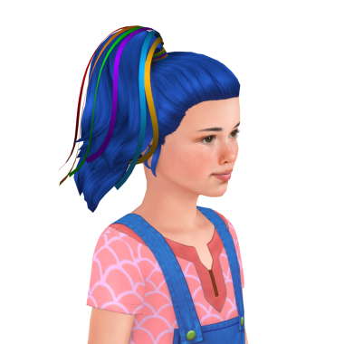 Güzel, at kuyruklu, kurdeleli, izole edilmiş portresi olan, 3 boyutlu resimli güzel bir kız.