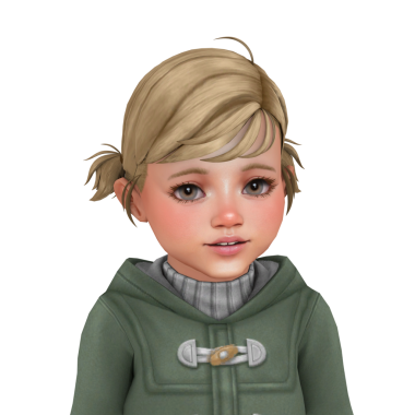 İki at kuyruklu, güzel, sarışın bir çocuk kışlık palto giymiş, izole edilmiş bir portre.