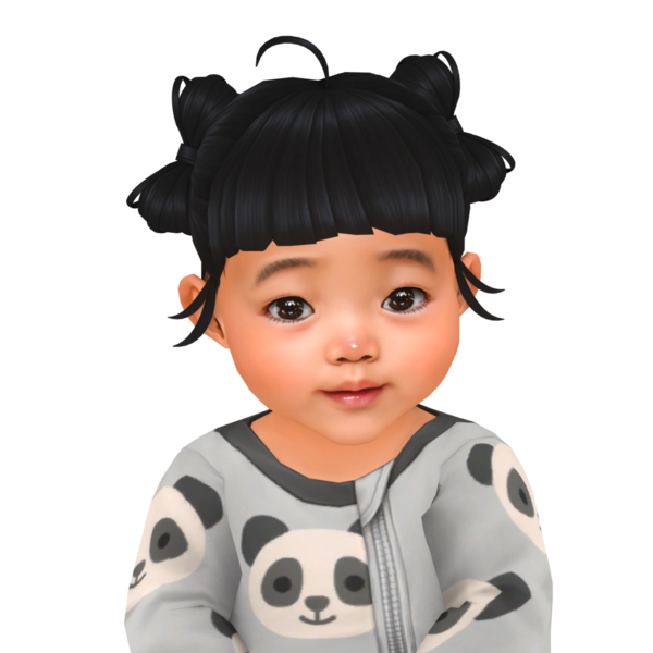 Güzel, şirin, küçük Asyalı bebek, panda süveteri içinde siyah saçlı, izole edilmiş bir portre, Clipart