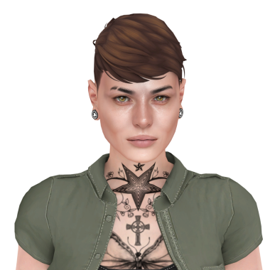 Havalı, kısa saç stili ve dövmesi olan, izole edilmiş, güzel, eşcinsel olmayan bir kadın.