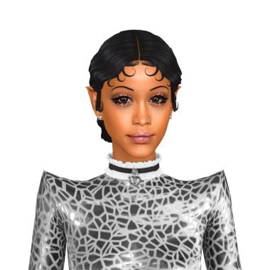 Güzel, genç, siyah bir kadın. Havalı bir saç stili, izole edilmiş bir portresi var.